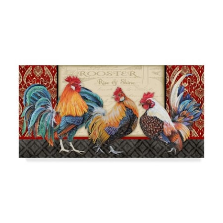 Jean Plout 'Three Roosters' Canvas Art,24x47